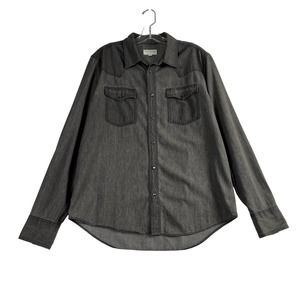 Tecovas Men's Dark Gray Western Denim Button-Down Shirt